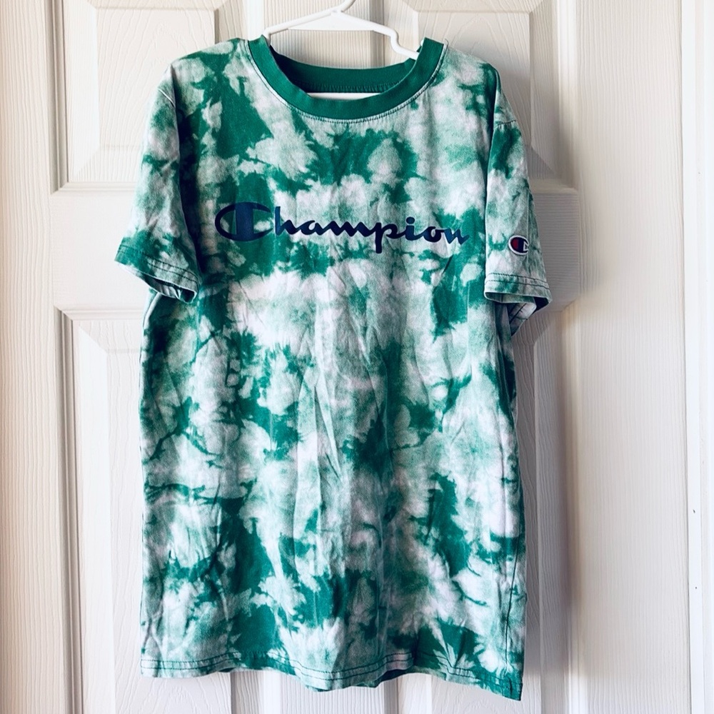 Boy Champion Green Tie Dye Tee